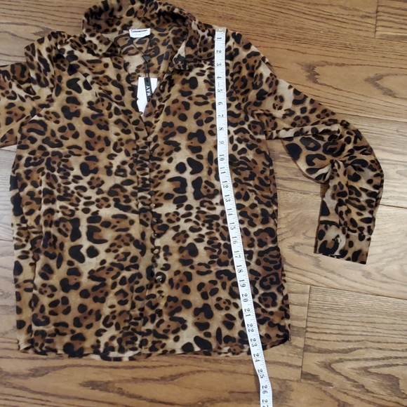 Leopard Print sheer button up blouse sheer punk classic - Picture 2 of 9